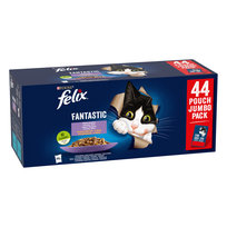 Felix Fantastic Karma dla kotów wybór smaków w galaretce 3,74 kg (44 x 85 g) Felix