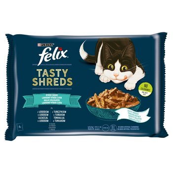 Felix Tasty Shreds Mokra karma dla kota Z Łososiem I Tuńczykiem W Sosie 4X80g - Felix
