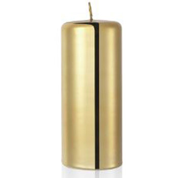 FEM Candles dekoracyjna świeca słupek metalizowana 180/70 mm - Złota - FEM Candles
