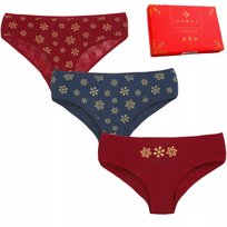 Figi Majtki Damskie Świąteczne Prezent Na Święta W Gwiazdki 3 Szt. Moraj L