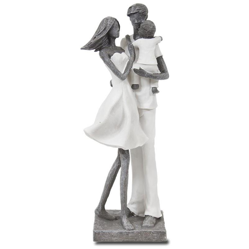 Figura Familia, biało-szara, 32x11x9 cm