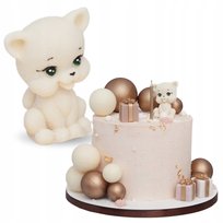 FIGURKA cukrowa dekoracja jadalna na tort KOTEK BIAŁY 6 cm ozdoba