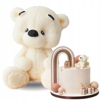 FIGURKA cukrowa dekoracja jadalna na tort MIŚ TEDDY BIAŁY 6,5 cm ozdoba