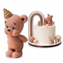 FIGURKA cukrowa dekoracja jadalna na tort urodziny MIŚ BRĄZOWY 8,5cm ozdoba