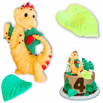 Figurka cukrowa na tort topper dinozaur ozdoby dekoracje urodzinowe liść 2D - Elhandel