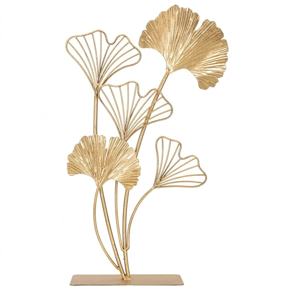 Mauro Ferretti Mauro Ferretti Złoty Figurka Dekoracyjna Leaf, Metalowa, Motyw Liścia, Złota, 44,5 Cm
