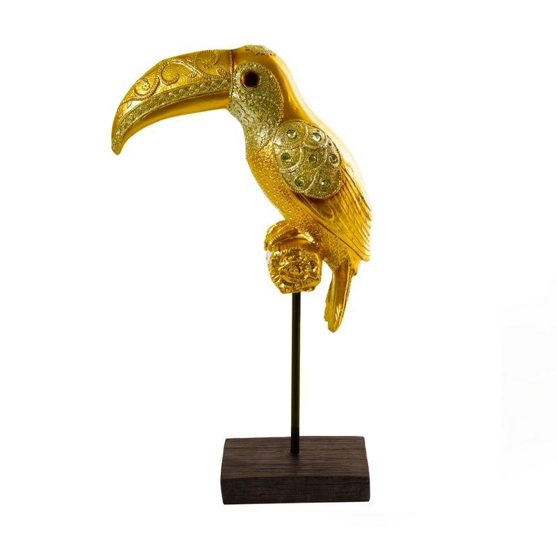 Zdjęcia - Figurka / świecznik Figurka dekoracyjna tukan złota zdobiona 23X12X40 FEMI