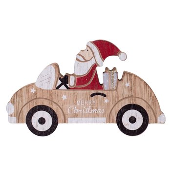 Figurka drewniana, Mikołaj w samochodzie, 16x9,5x2 cm - Altom