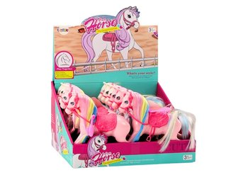 Figurka Koń Z Kolorową Grzywą Różowe Siodło Szczotka Farma Biały Różowy - Lean Toys