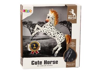 Figurka Konia Biały Koń w Kropki Stojący Stajnia Farma Cute Horse - Lean Toys