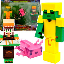 FIGURKA MINECRAFT ZESTAW FIGUREK 3W1 ZOMBIE ZŁOTA ZBROJA JASZCZURKA DODATKI Inna marka