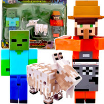 FIGURKA MINECRAFT - ZESTAW FIGUREK Z GRY 3W1 ZOMBIE OWCA MOB AKCESORIA XXL Inna marka