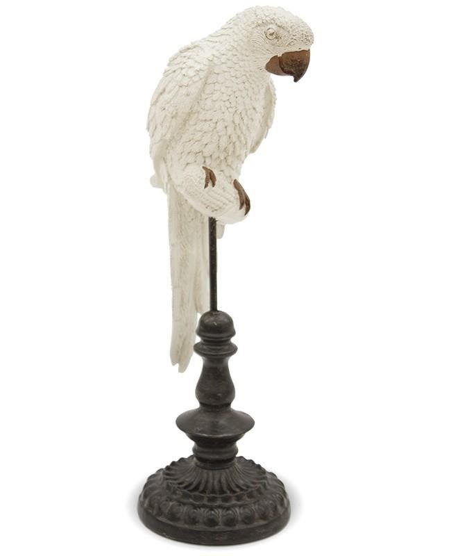 Figurka Papuga, biała, 39x15,5x12 cm