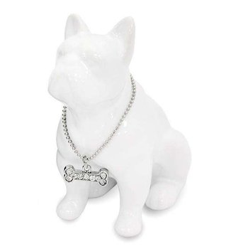 Figurka PIGMEJKA Pies z łańcuszkiem, biała, 10 cm - Pigmejka