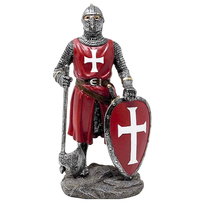 FIGURKA RYCERZ KRZYŻOWIEC Z TARCZĄ I TOPOREM W CZERWONYM PŁASZCZU Veronese