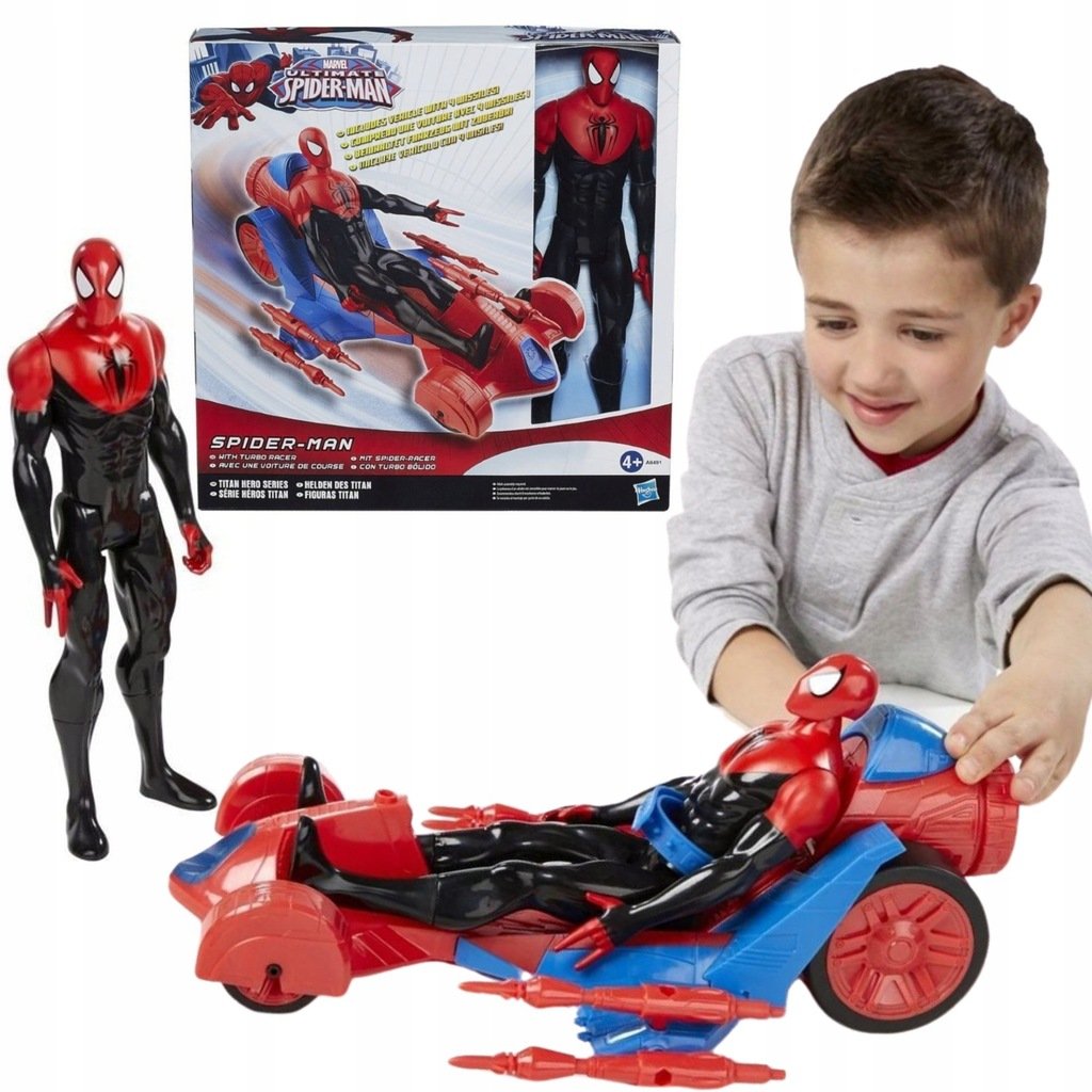 Figurka SPIDERMAN + pojazd TURBO RACER HASBRO model: A8491 DUŻY MODEL