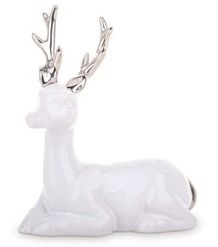 Figurka Świąteczna Ceramiczny Jeleń Biały 16,5 Cm - ART-POL