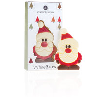 Figurka Świętego Mikołaja z belgijskiej białej czekolady w kartoniku z okienkiem Święty Mikołaj na święta prezent Boże Narodzenie