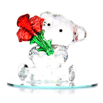 Figurka szklana, Walentynki, miś z różą - Empik