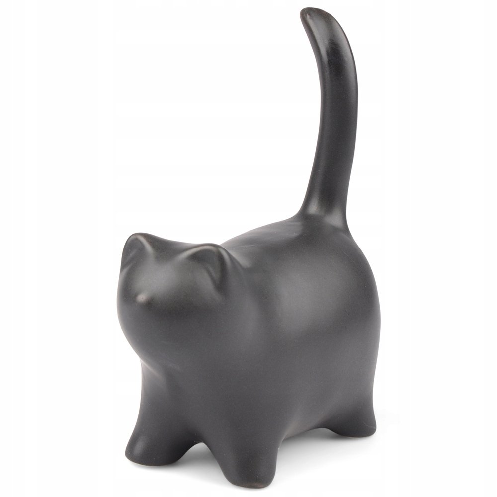 Skandi.pl Skandi.pl Czarny Figurka W Kształcie Kota Ceramiczna Mat Na Półkę Szafkę