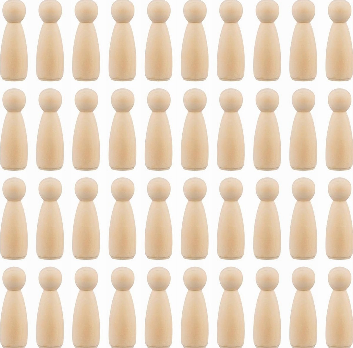 FIGURKI DREWNIANE 7.5 CM 40 SZTUK LALKI NIEDOKOŃCZONE DEKORACJE MALOWANIE