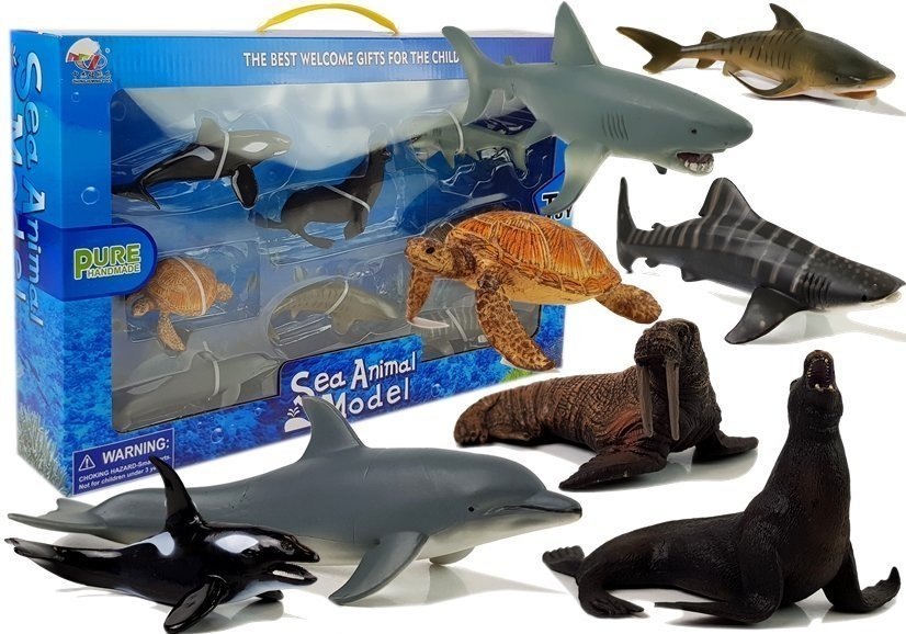 Zdjęcia - Figurka / zabawka transformująca Figurki Edukacyjne Morskie Zwierzęta 8 Elementów Rekiny Foka Delfin Mors Ż