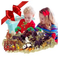 Figurki Zwierzęta Zoo Safari Dzikie Zagroda Zestaw Mix Kuferek 59 Sztuk