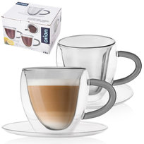 Filiiżanki termiczne ze spodkiem z podwójną ścianką do kawy i herbaty DOUBLE 160 ml 2 szt.