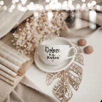 Filiżanka 250 ml ze spodkiem - Dobrze, że jesteś ZŁOTE SERCE