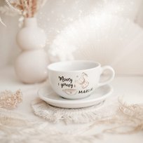 Filiżanka 250 ml ze spodkiem - Mocny i gorący z Twoim imieniem