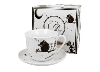 Filiżanka do kawy i herbaty porcelanowa ze spodkiem DUO CHARMING OWLS 450 ml - Duo