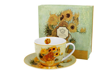 Filiżanka do kawy i herbaty porcelanowa ze spodkiem DUO Sunflowers Vincent Van Gogh 270 ml  - Duo