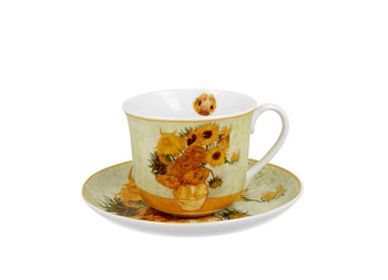 Filiżanka do kawy i herbaty porcelanowa ze spodkiem DUO Sunflowers Vincent Van Gogh 400 ml - Duo