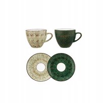 Filiżanka do kawy pistacjowa i zielona 75 ml ze spodkiem 11 cm Wilmax 4 szt