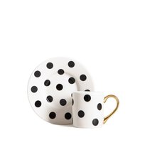 Filiżanka LUNYA ze spodkiem biała w czarne grochy 0,1 l HOMLA