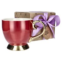 Filiżanka porcelanowa do herbaty bordowa 395 ml z opakowaniem prezentowym Lile Paeonia P31028