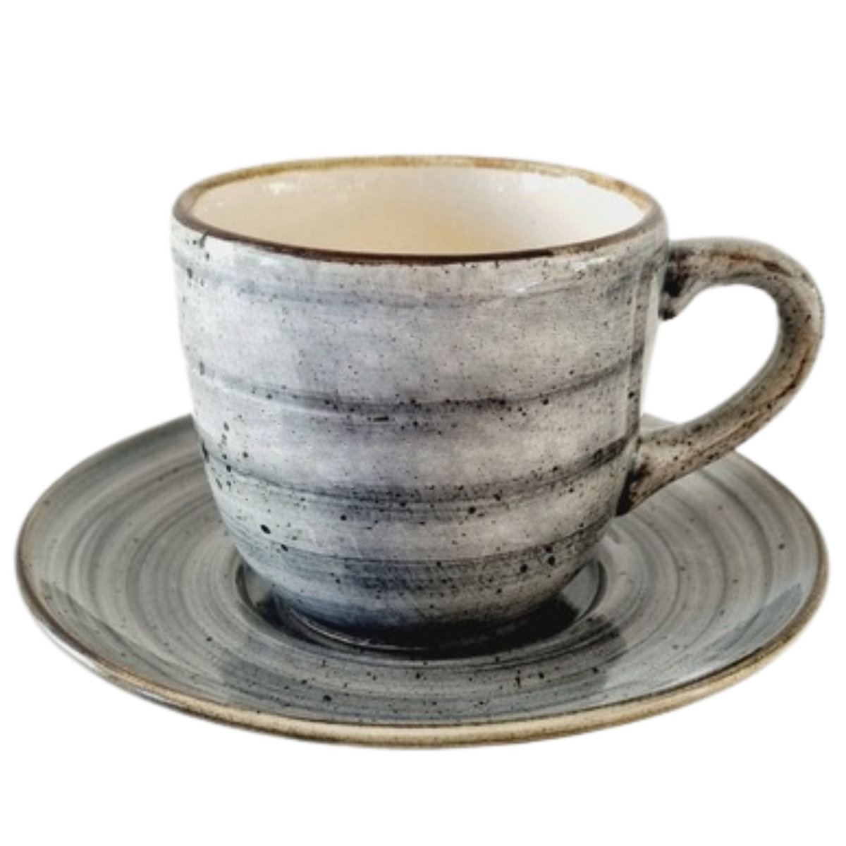 Filiżanka Z kamionki Bel odcienie szarości z spodkiem 200ml - KERA ...