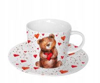 Filiżanka ze spodkiem 240 ml MIŚ Z SERCEM – Prezent na Walentynki