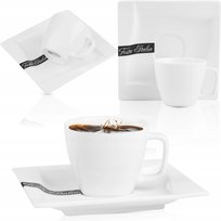 FILIŻANKA ZE SPODKIEM 80ML KPL. VIVA PORCELANOWA BIAŁA DO ESPRESSO KAWY