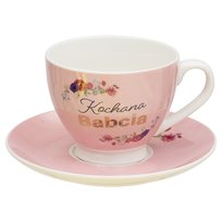 Filiżanka ze spodkiem, Dzień Babci i Dziadka, Kochana BABCIA, Różowy, 220 ml Empik
