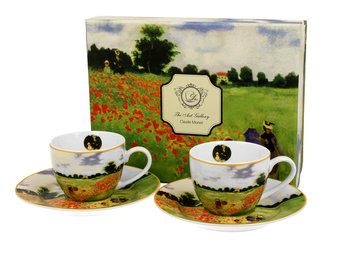 Filiżanki do espresso porcelanowe ze spodkami DUO Poppy Field Claude Monet 100 ml 2 szt - Duo