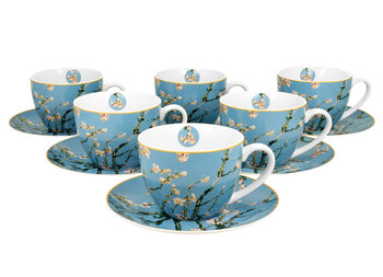 Filiżanki do  kawy i herbaty porcelanowe ze spodkami DUO Almond Blossom Vincent Van Gogh 280 ml 6 szt - Duo