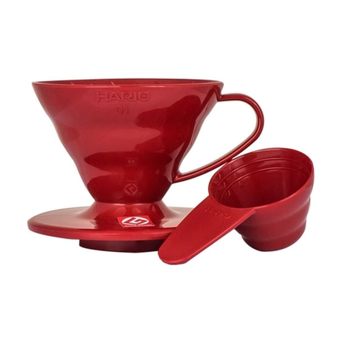Filtr plastikowy HARIO Drip V60-01, 360 ml, czerwony