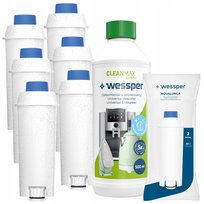 Filtr Wessper aqualunga x6 + odkamieniacz Cleanmax 0,5l Green dla Delonghi