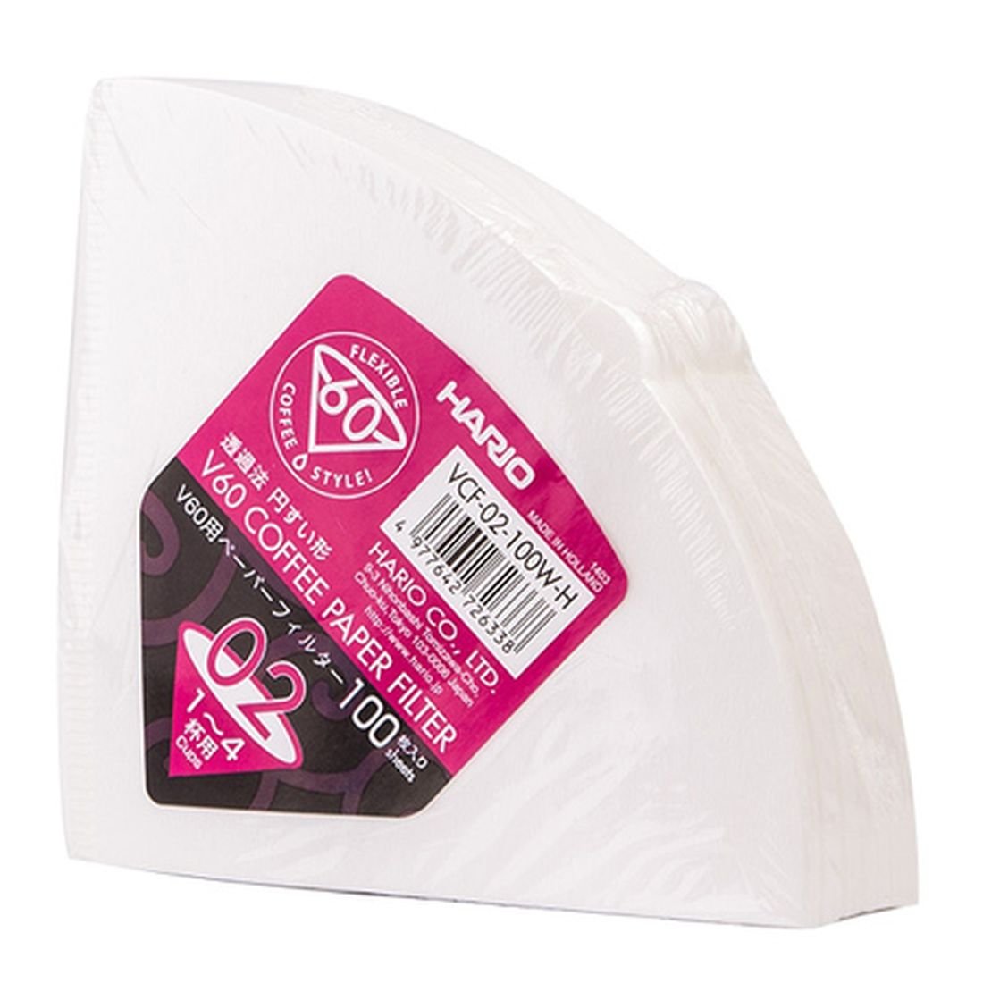 Filtry papierowe do dripa HARIO V60-02, VCF-02-100W-H, 100 szt.