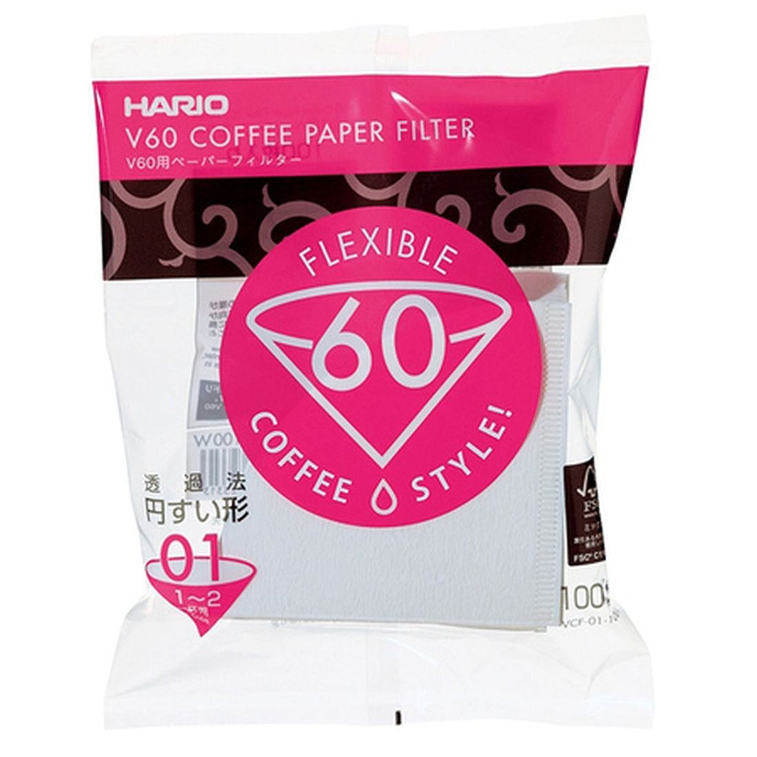 Filtry papierowe HARIO V60-01, 100 szt.