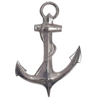 FineBuy Dekoracja Kotwica 70 cm Aluminium Srebrna XXL, Marynistyczny duża figura ścienna z detalami linowe, dekoracja ścienna z metalu, rzeźba ścienna ręcznie wykonana unikat FineBuy