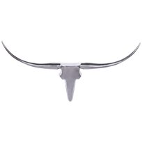 FineBuy Dekoracja Poroże Byk L 125 cm Aluminium Srebrna, Dekoracja Ścienna rzeźba ścienna z 2 rogami z metalu, trofeum myśliwskie ręcznie wykonane unikat, dekoracja ścienna do salonu i przedpokoju FineBuy