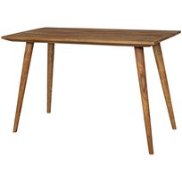 FineBuy Stół do Jadalni 120 cm Lite Drewno Sheesham Prostokątny, Rustykalny stół do jadalni do 4-6 osób w stylu rustykalnym, stół kuchenny z prawdziwego drewna, ręcznie wykonany unikat