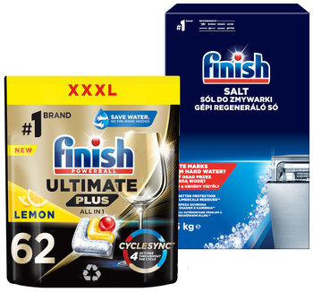 FINISH Ultimate Plus Kapsułki do zmywarki 62 lemon + sól 1,5kg - Finish